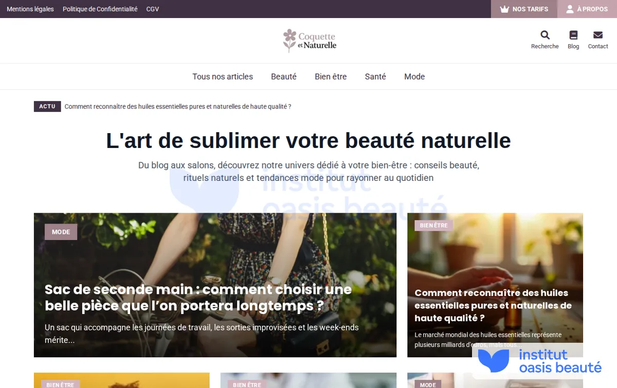 Capture : CoquetteEtNaturelle : Beauté naturelle et bien-être au quotidien | coquetteetnaturelle.com